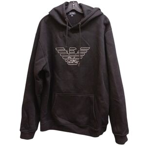 Armani Jeans Black Logo Hoodie for Men Size 3X